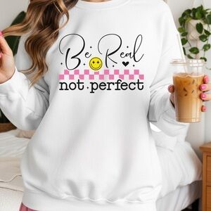 Be yourself not perfect Sweatshirt S M L XL New Retro checkerboard White